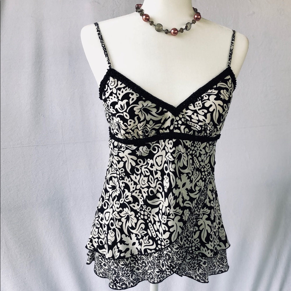 White House Black Market, Floral Top with Beading